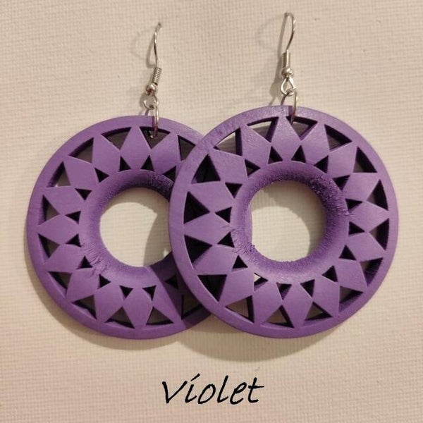 Boucles d'oreilles mandala en bois violette