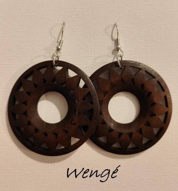 Boucles d'oreilles mandala en bois wengé