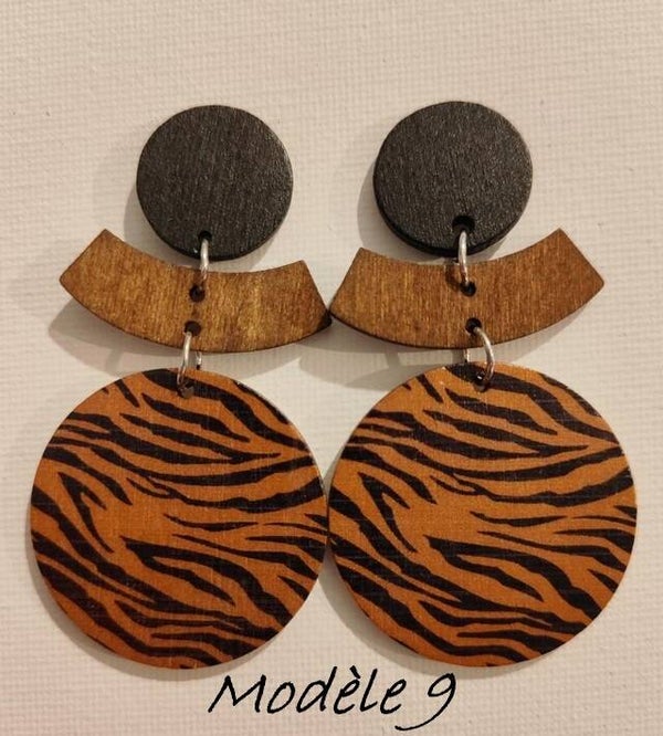 Boucles d'oreilles ethnique zebré