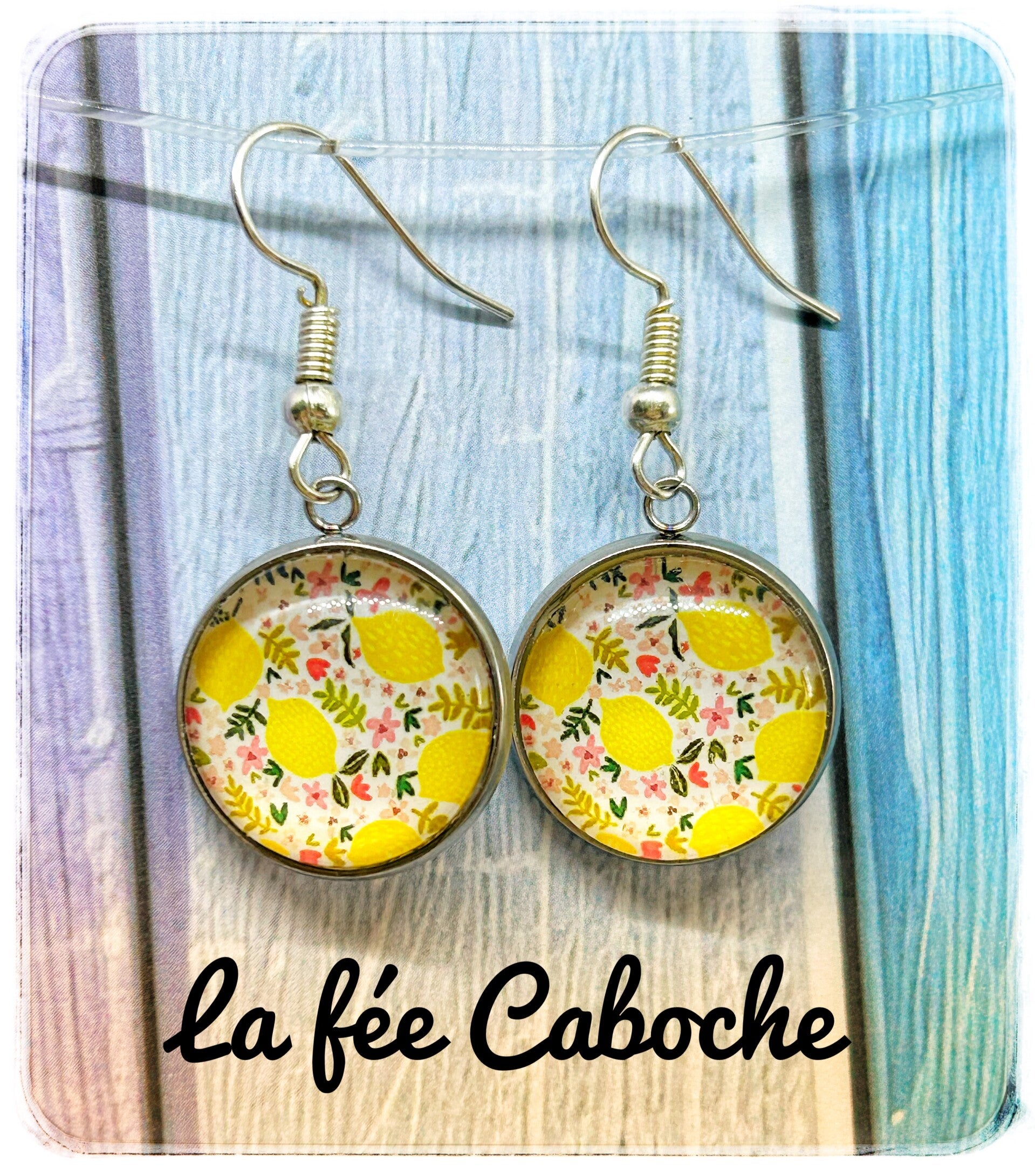 Pendantes cabochon citron, 16mm