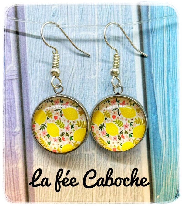 Pendantes cabochon citron, 16mm