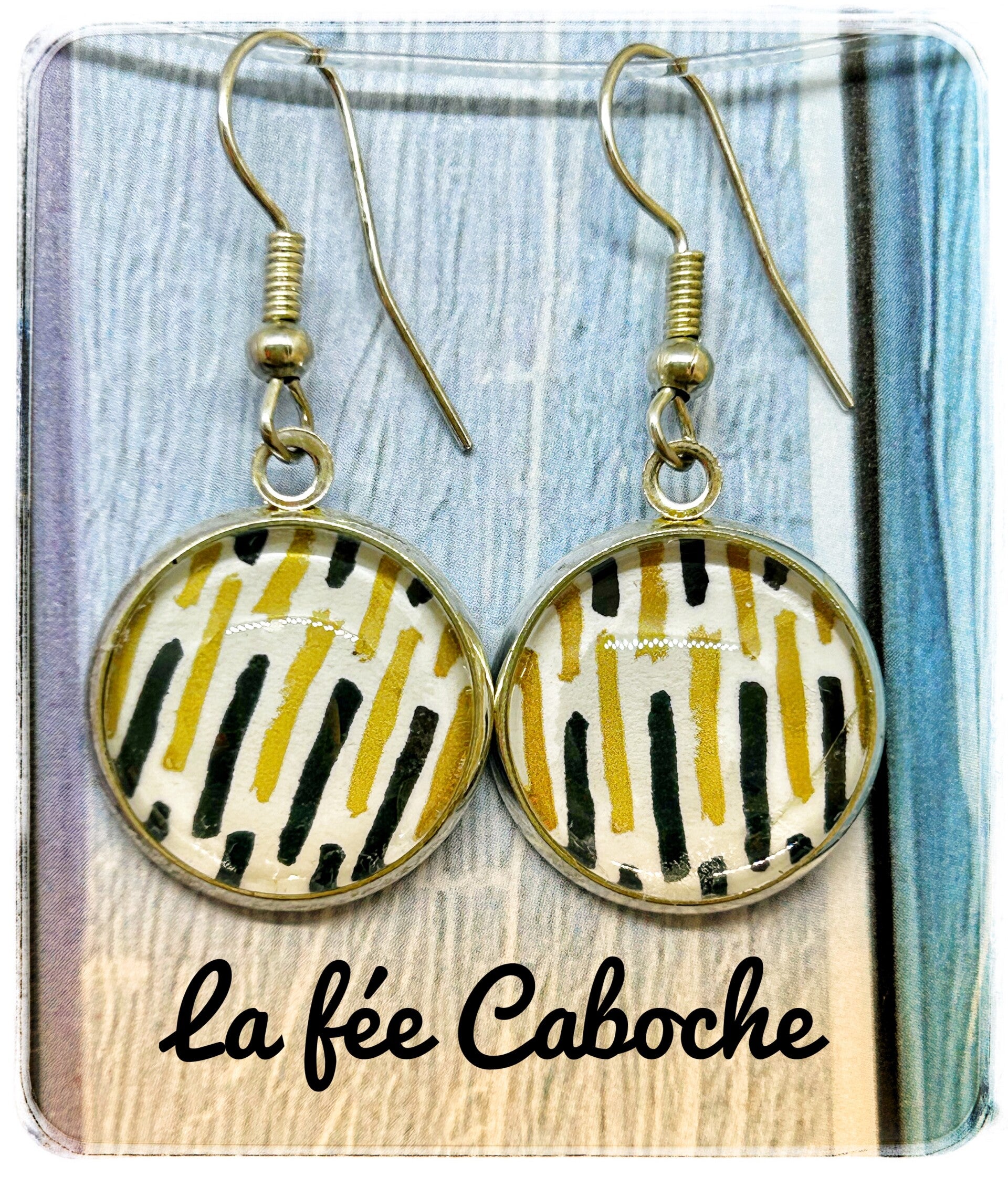 Cabochon pluie doré, 16mm