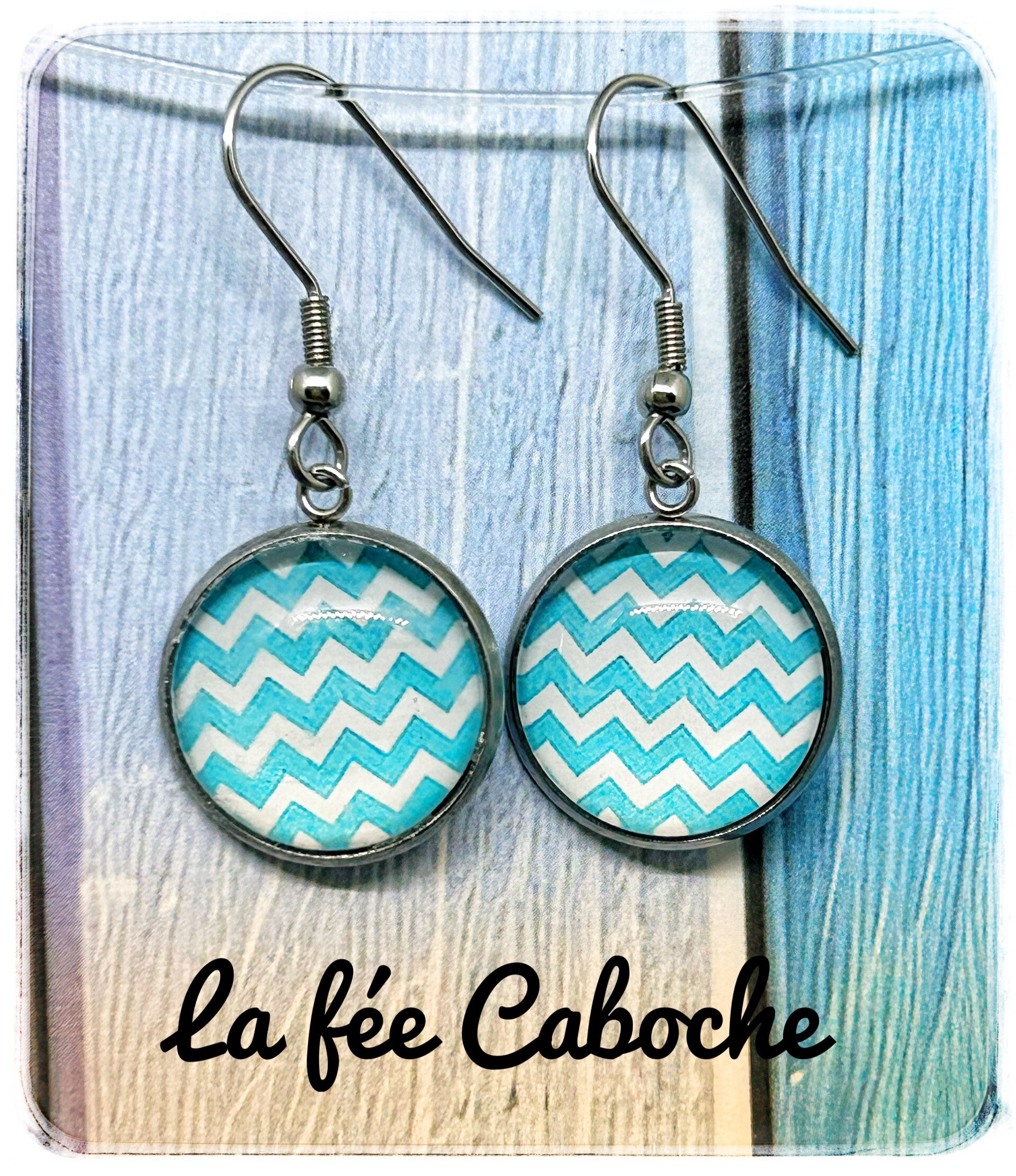 Cabochon vague bleue, 16mm