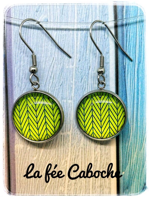 Cabochon géométrique verte , 16mm