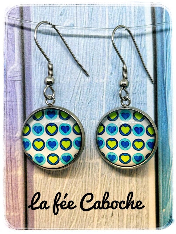 Cabochon cœur bicolore, 16mm