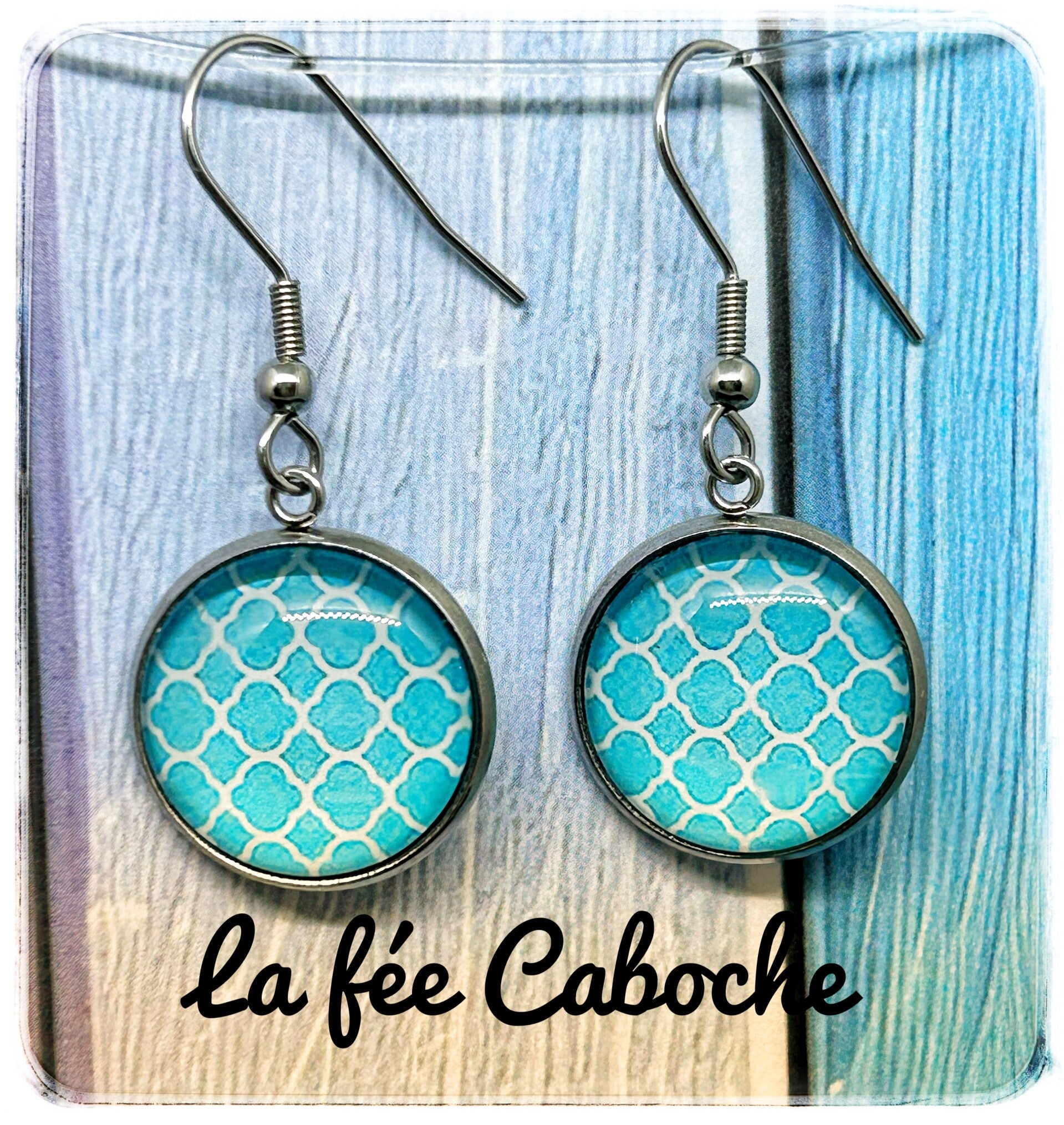 Cabochon fleur bleue, 16mm