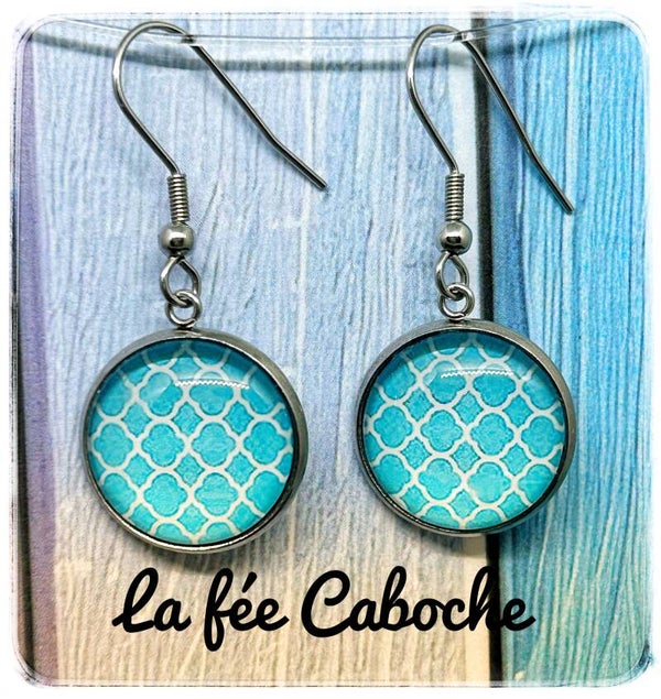 Cabochon fleur bleue, 16mm