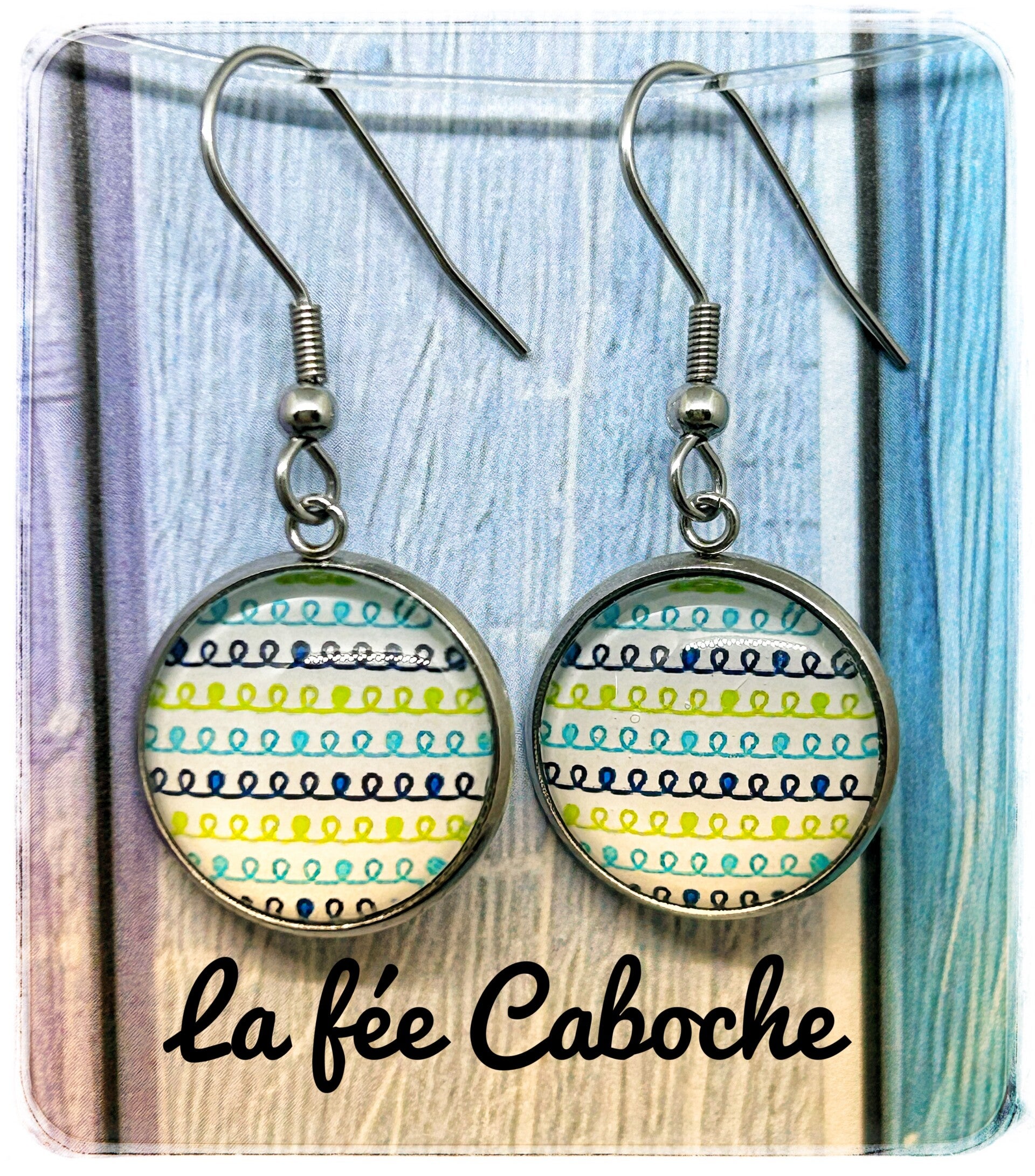 Cabochon géométrique multicolore, 16mm