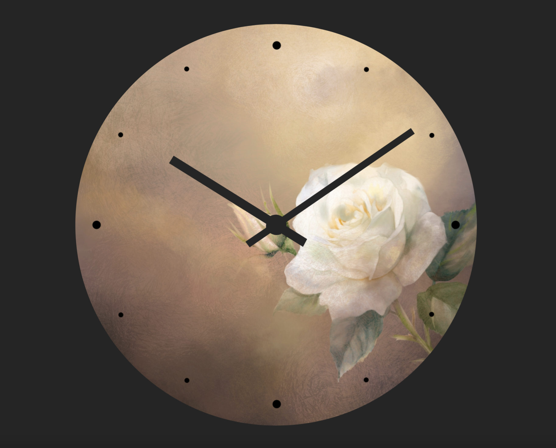 Wanduhr/Weisses Rose