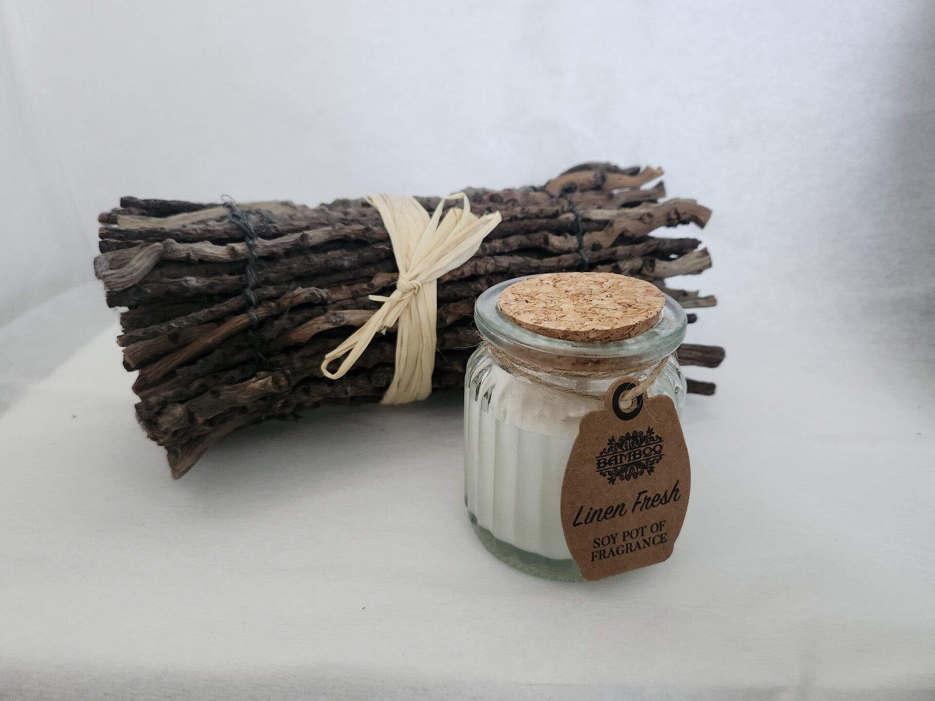Bougie en pot "Linge propre"