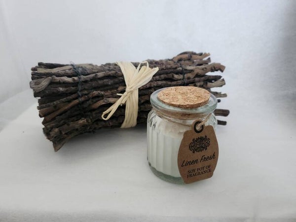 Bougie en pot "Linge propre"