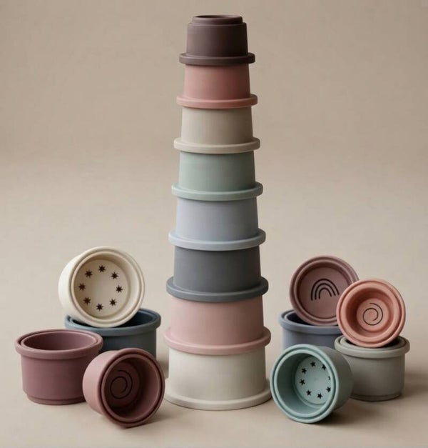 Stapeltoren – Classic Earth & Pastel met Geboortegegevens