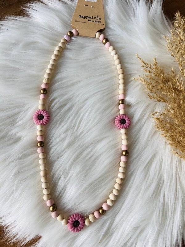 kinderketting bloem roze
