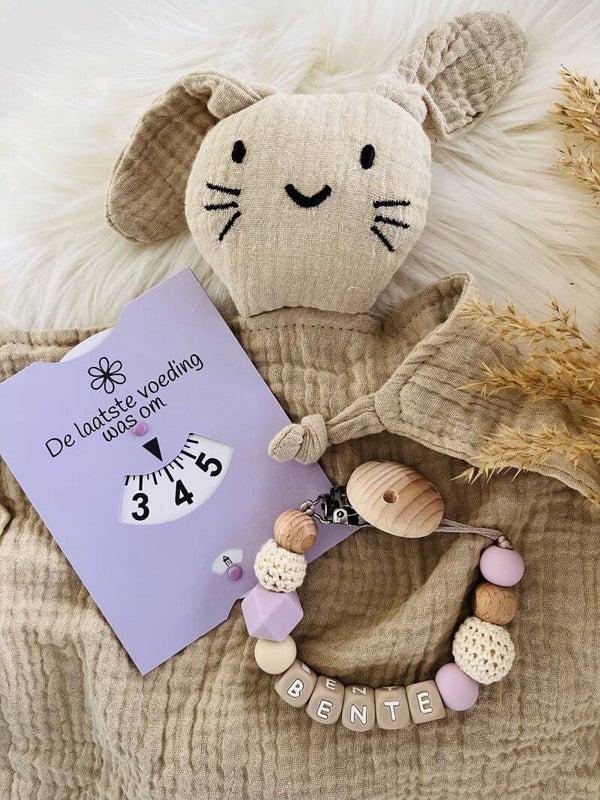 Speenkoord met naam lila