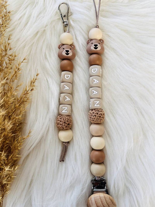 Tas-/sleutelhanger beige bruin