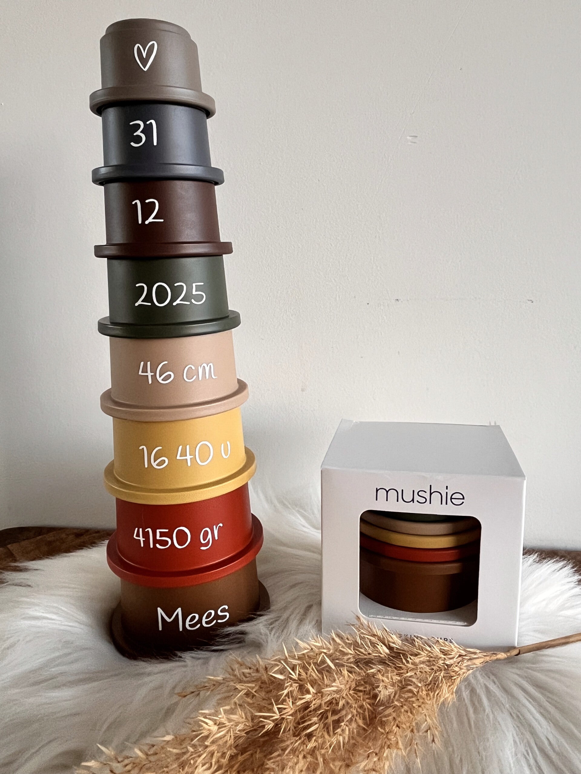 Stapeltoren Retro met geboortegegevens