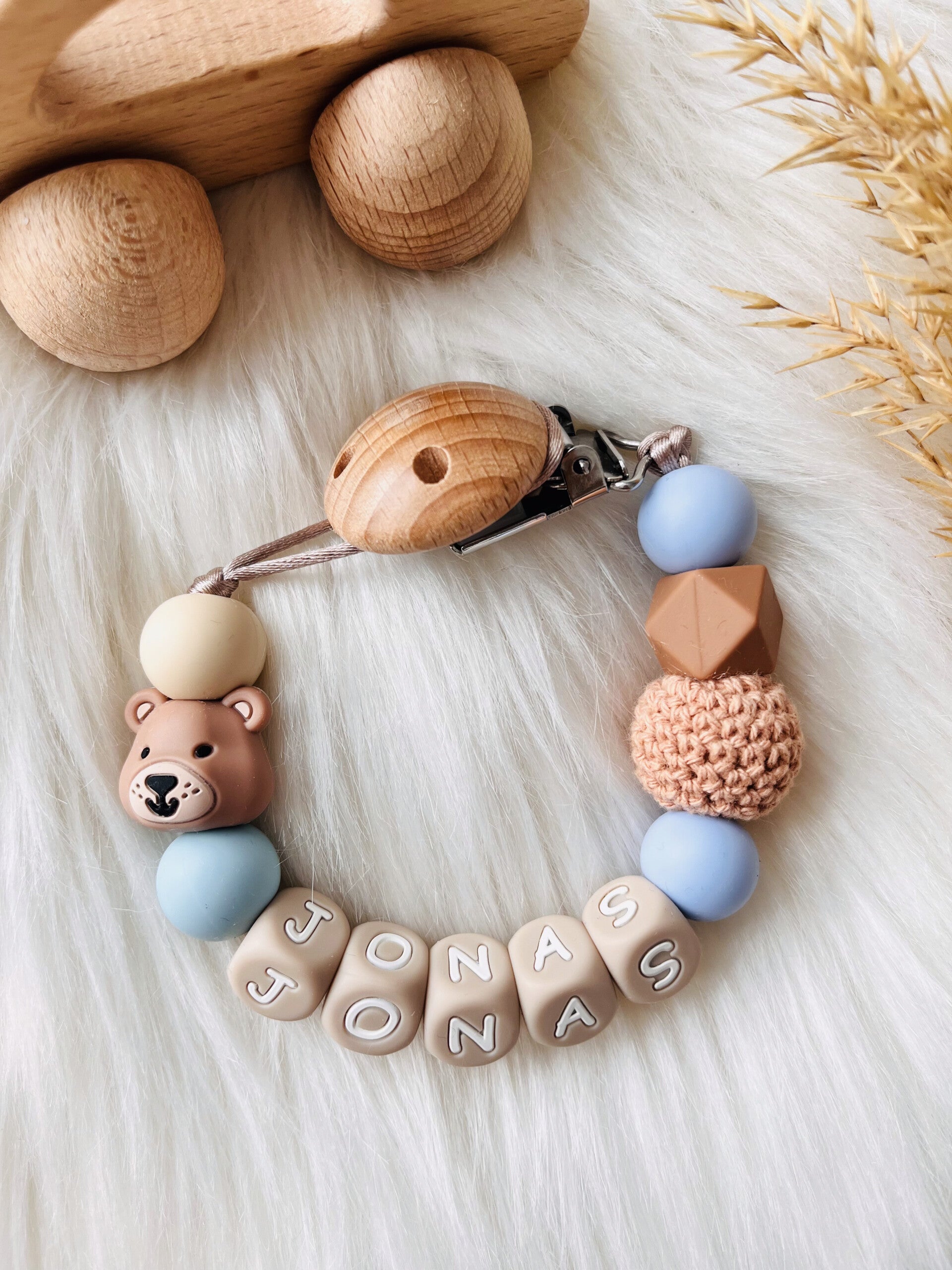 speenkoord met naam lichtblauw