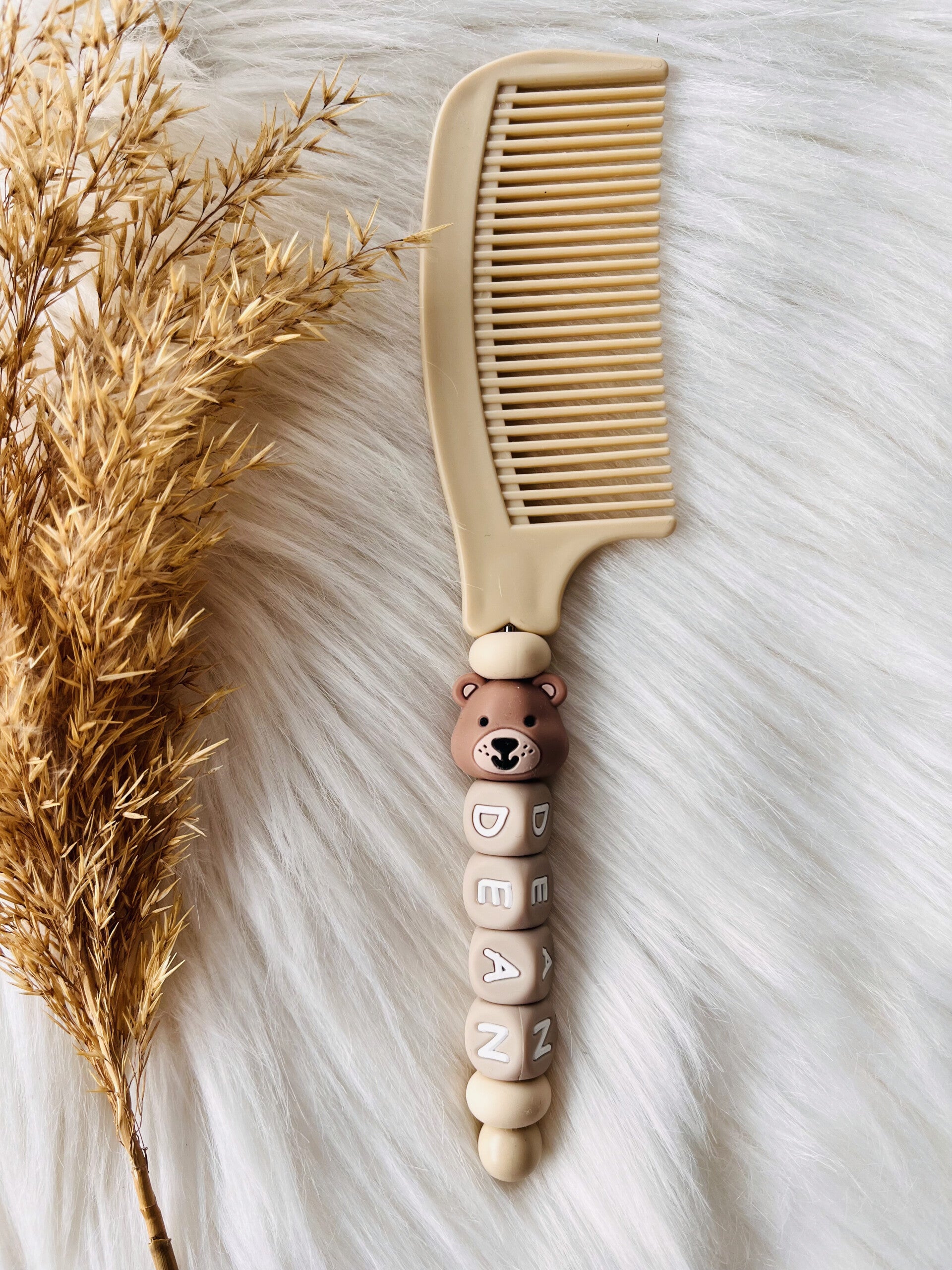 Babykam met Naam & Kralen beer