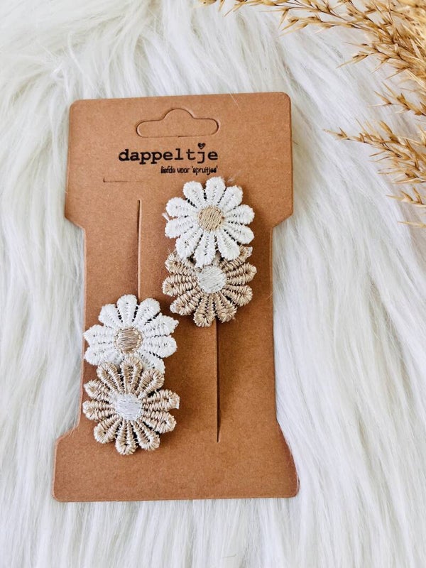 anti-sip speldje bloem wit-beige