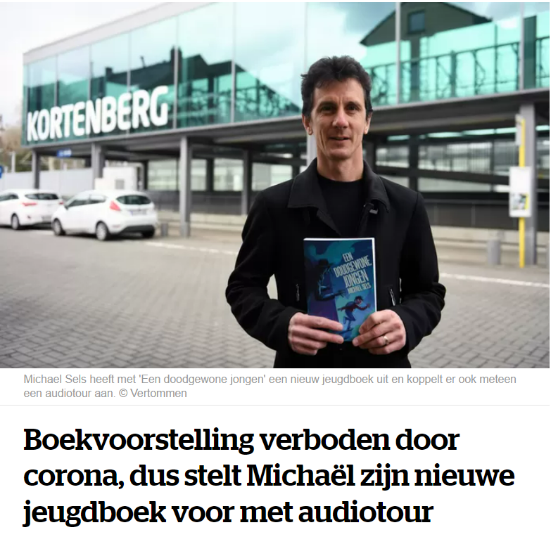 Artikel in HLN over de jeugdreeks "Een doodgewone jongen" van Michael Sels