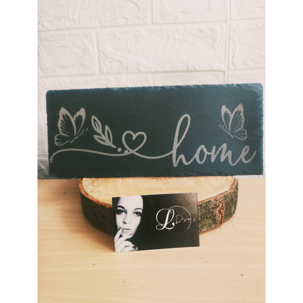 Schiefer Türschild "Home"