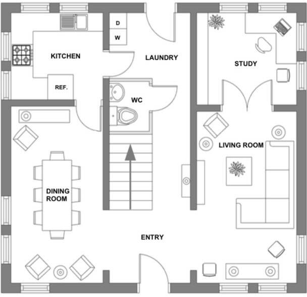 The  original  ground floor plan  to be adapted and remolded to meet the family`s  needs 