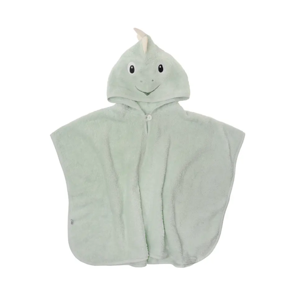 Groene badponcho met capuchon en dinosaurustanden