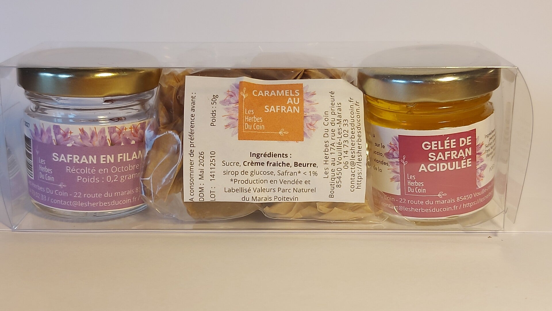 Trio épicurien - Safran en filaments, gelée de safran et caramels au safran