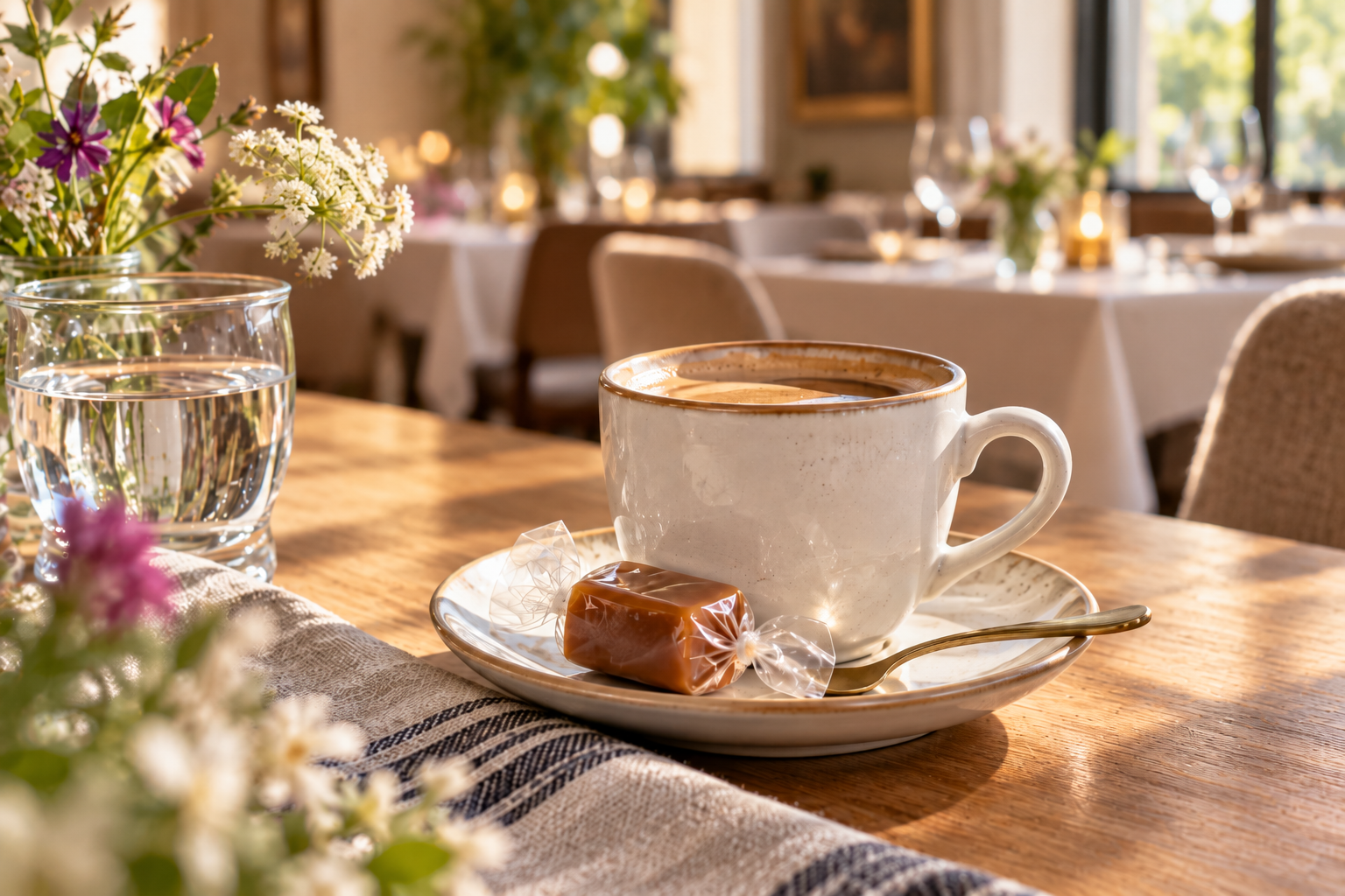 Caramels au safran servi avec le café - Les Herbes Du Coin