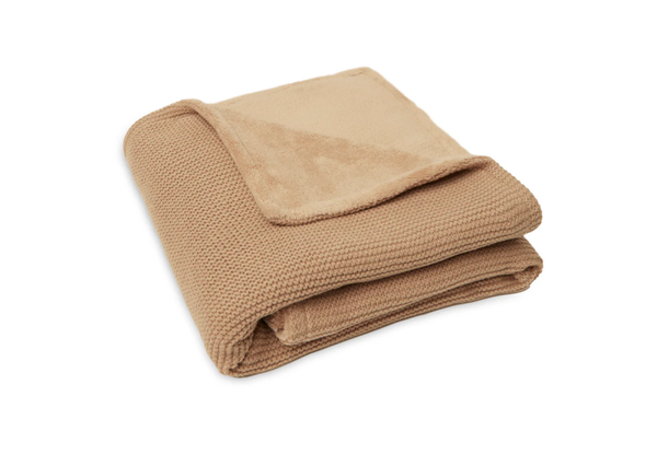 Deken 75x100 cm basic knit Biscuit/ fleece