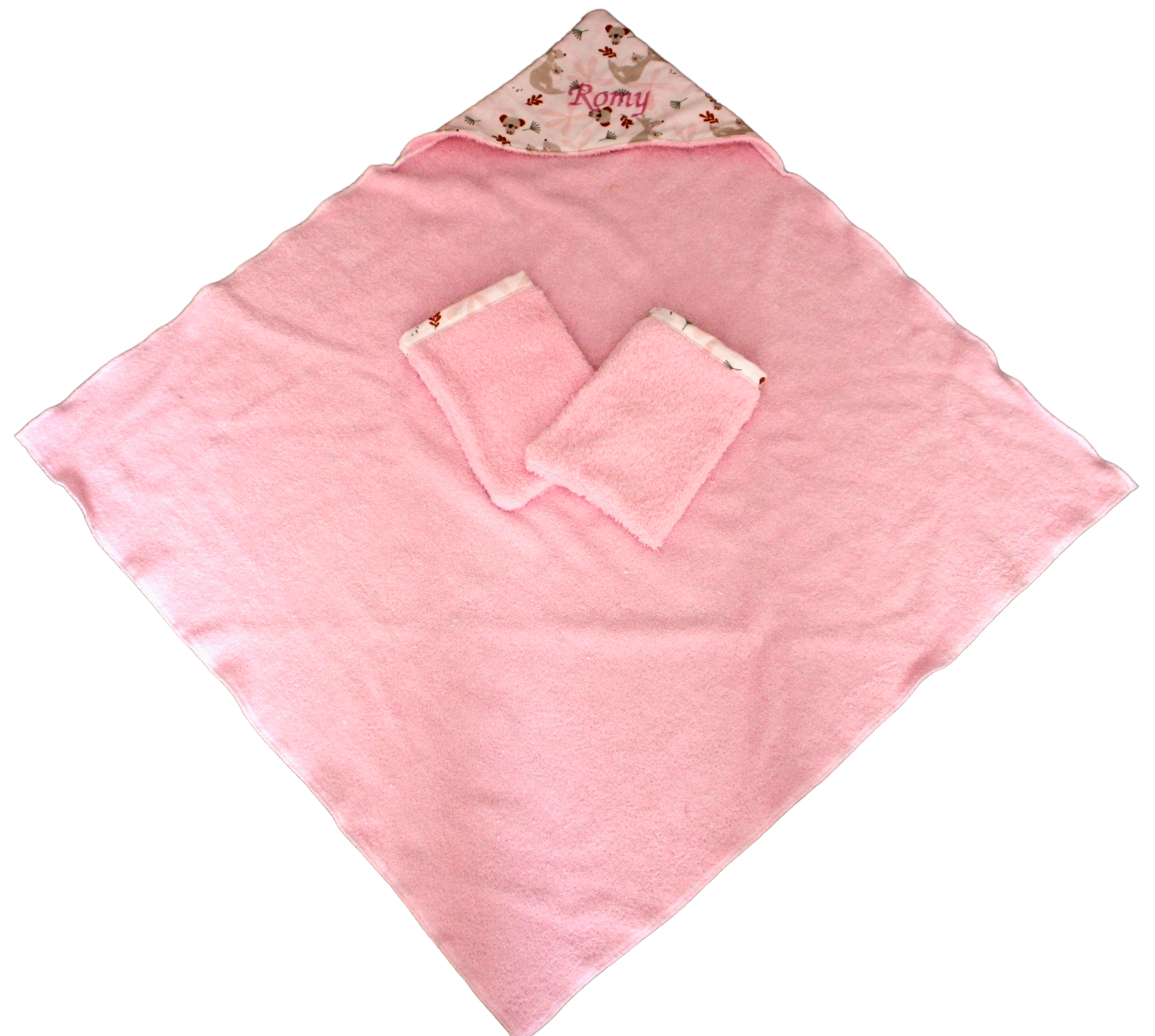 Cape de bain brodée + Gants de toilette
