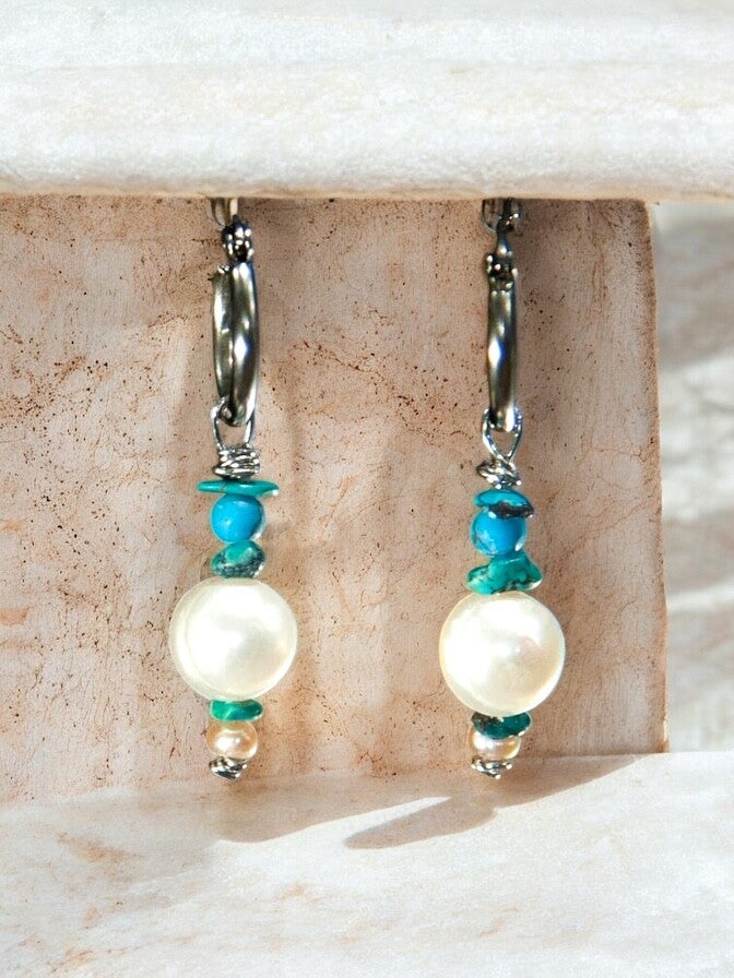 Ohrringe - Türkis mit Süsswasserperlen