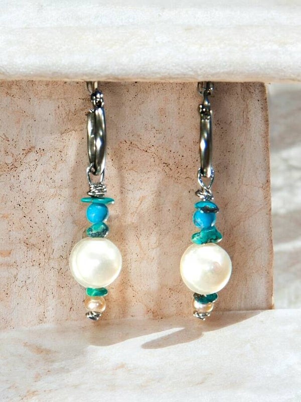 Ohrringe - Türkis mit Süsswasserperlen