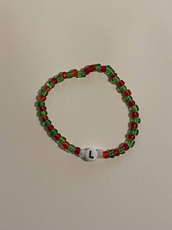 kerstsetje, armband met letter naar keuze + ring