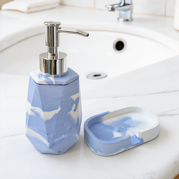 Ensemble salle de bain bouteille + porte savon rectangulaire