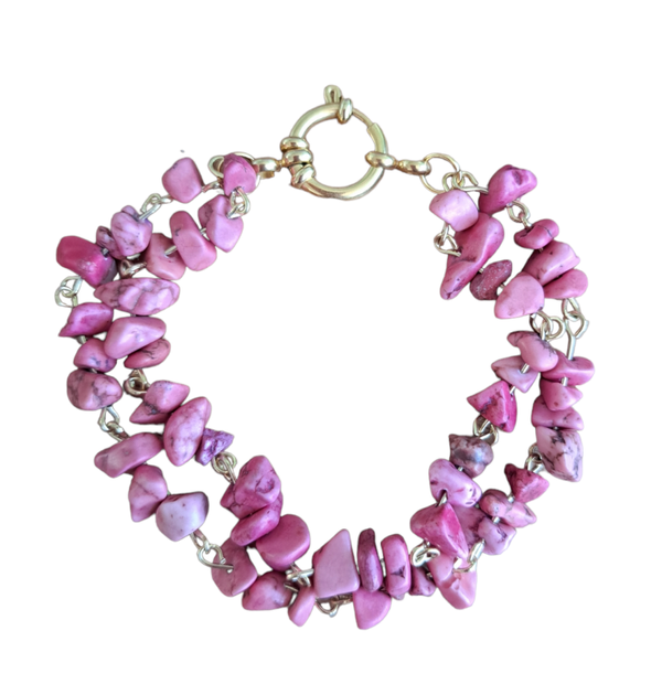 ARMBAND NATUURSTEEN ROZE