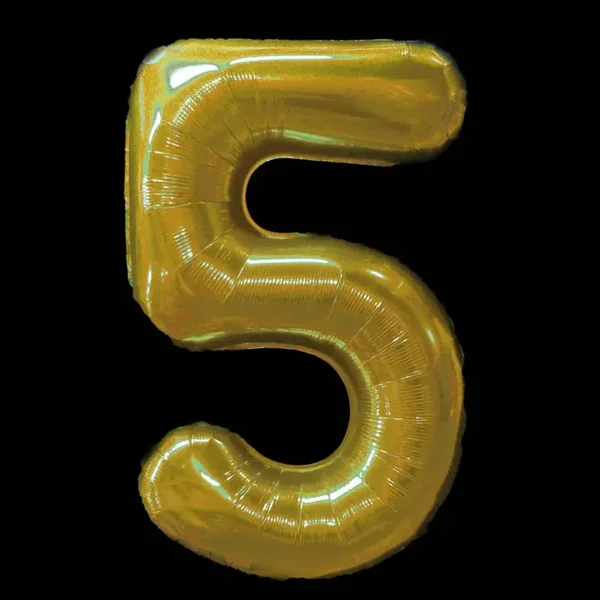 Cijfer vijf ballon goud - 97cm