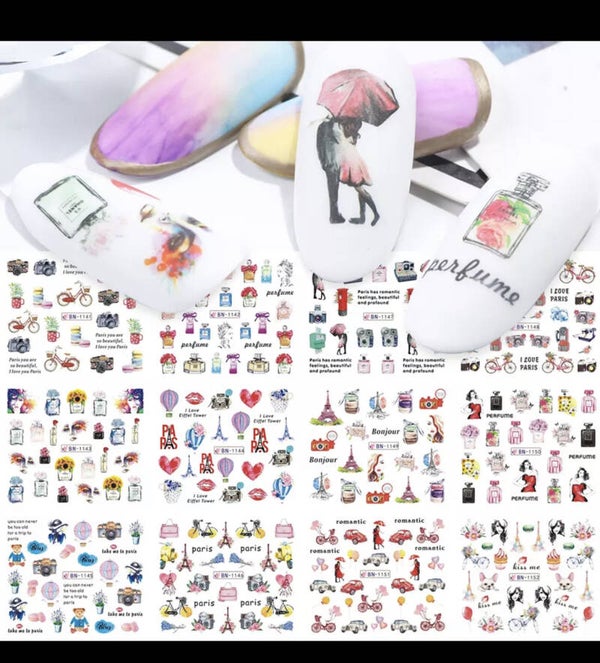 Water decal stickers grote vel 12 setjes Romance 005