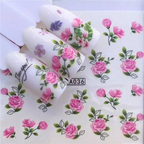 Water decal stickers bloemen 005