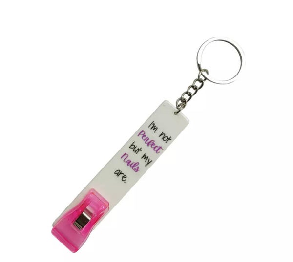 Sleutel hanger Card puller voor lange nagels " I'm not perfect but my nails are" - per 40 stuks