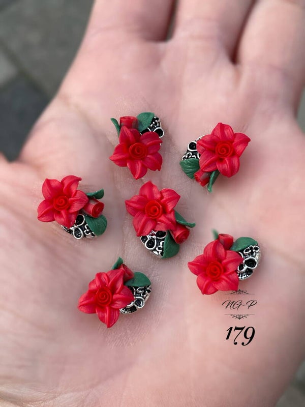 3D acryl handgemaakt bloemen 179 - per stuk (skull)