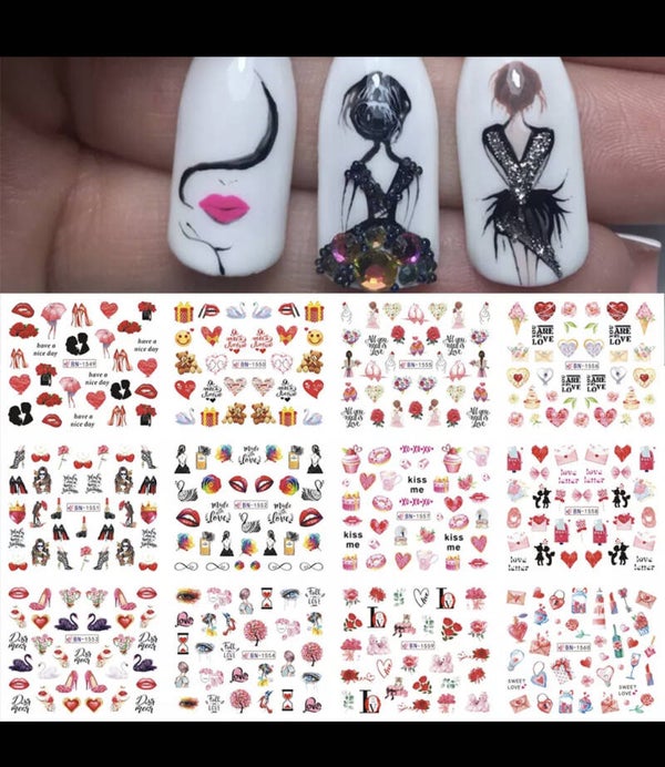 Water decal stickers grote vel 12 setjes Romance 006