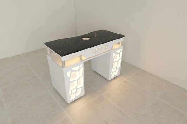 Marmer manicure tafel zwart zonder afzuiger