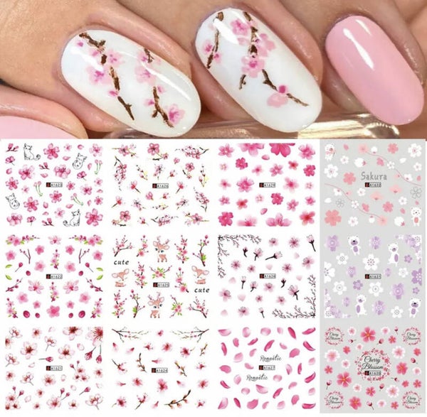 Water decal stickers grote vel 12 sets bloemen 001