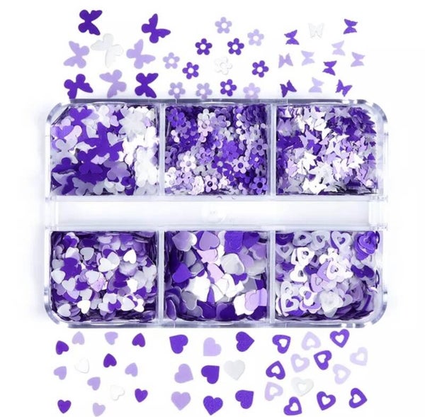 Nailart box mix 6 vakjes 001 paars