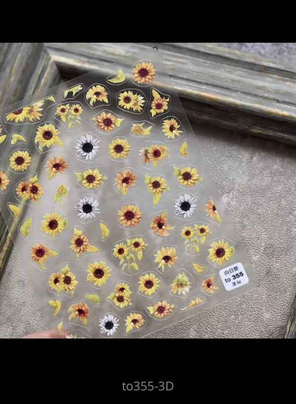 Nailart stickers 3D sunflowers