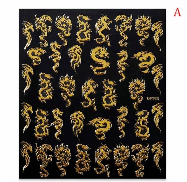 Nailart stickers draken 008 goud