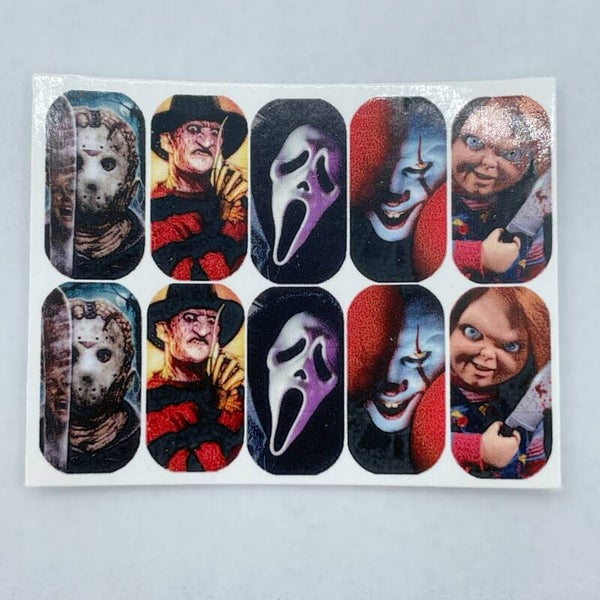 Nailart water decal stickers Halloween movie faces