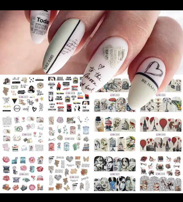 Water decal stickers grote vel 12 setjes Romance 004