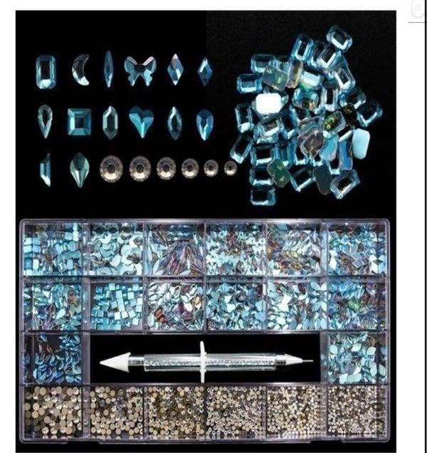 Rhinestones kit blauwe schijnsel parelmoer
